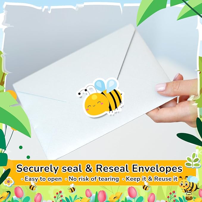 1 Roll Animal Stickers Reward Cute Space Stickers Office Supplies Incentives Sticker Animal Party Favor Decal, 500 Pcs Each Roll(Bee)