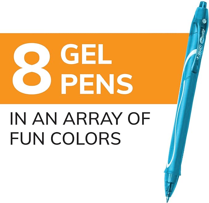 BIC Gelocity Quick Dry Ocean Themed Gel Pens, Medium Point (0.7mm), 8-Count Gel Pen Set, Colored Gel Pens for Note Taking and Journaling