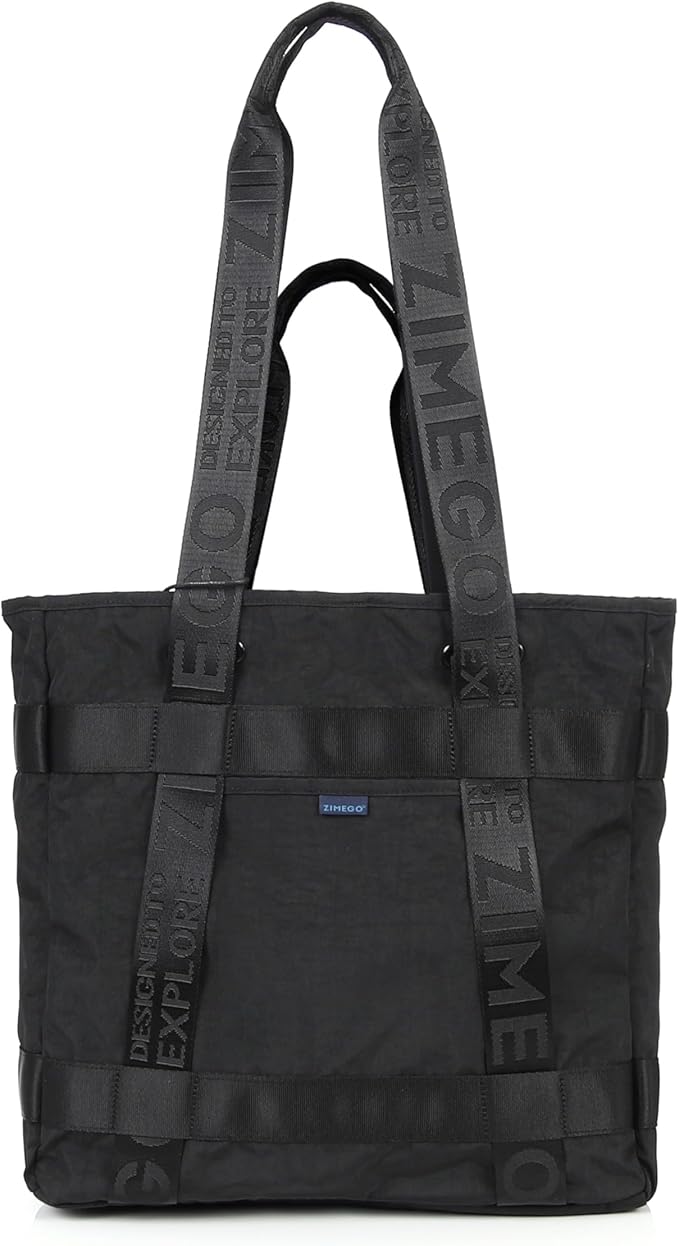 ZIMEGO Unisex Two-Tone Gym Tote Bag - Stylish Everyday Travel Tote with Double Top Handles