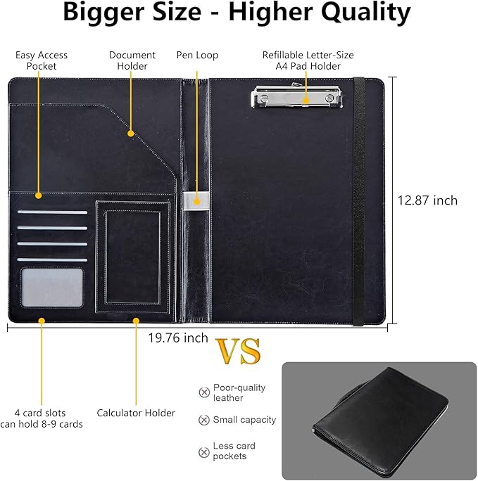Gorgeous Mushrooms Padfolio Folder with Clipboard,Portfolios Organizer Clipboards with Storage Clipboard Writing Pad PU Leather Conference Document Organizer with Business Card Holder