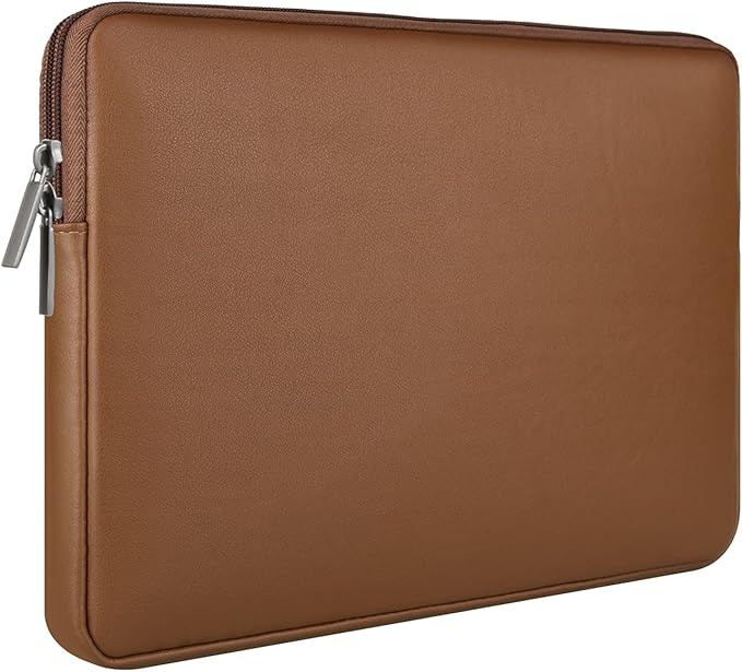 RAINYEAR 13 Inch Laptop Sleeve Soft PU Leather Case Water Resistant Padded Cover Bag Compatible with 2021 2022 MacBook 13.6" M2 A2681 13.3" A2338 Air Pro M1 A2337 A2159 A2179 A2251 A2289(Brown)