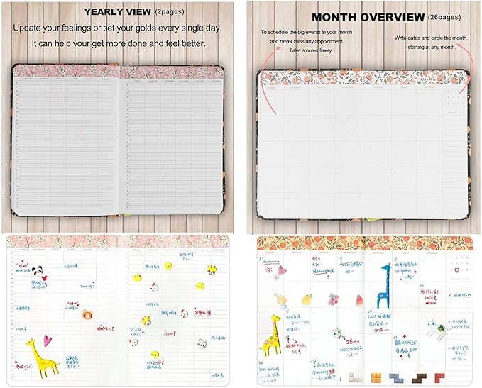 Flowery Journal, Planner Notebook and Calendar Schedule Organizer (Green Tropical, A6(7 inch))