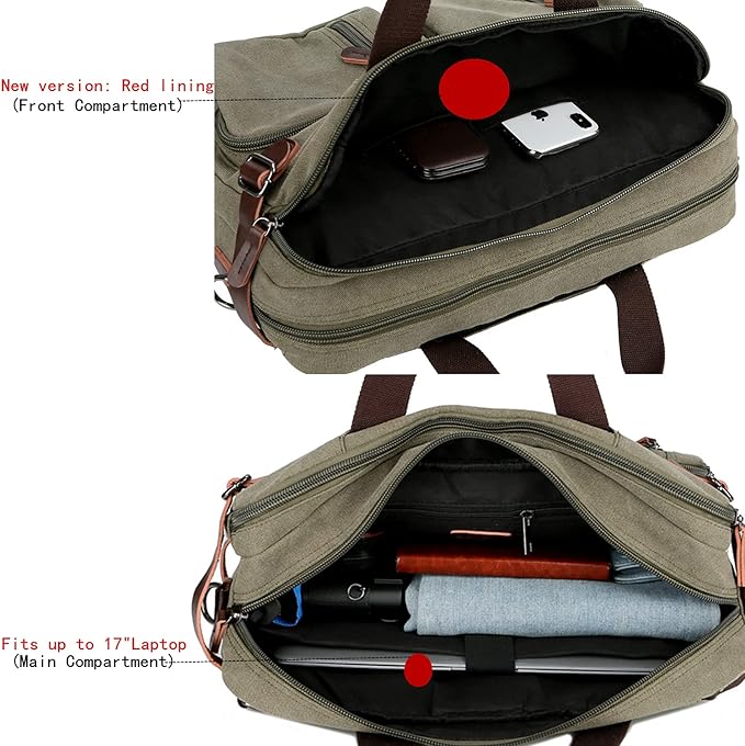 BAOSHA Convertible Briefcase Backpack 17 Inch Laptop Bag Case Business Briefcase HB-22
