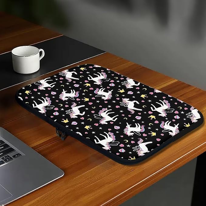 Horse Printed Computer Bags for Laptops Girls, Heart Pattern Computer Carrying Cover Portable Laptop Case Bag, 12 Inch Shockproof Laptop Bag Neoprene Computer Briefcase