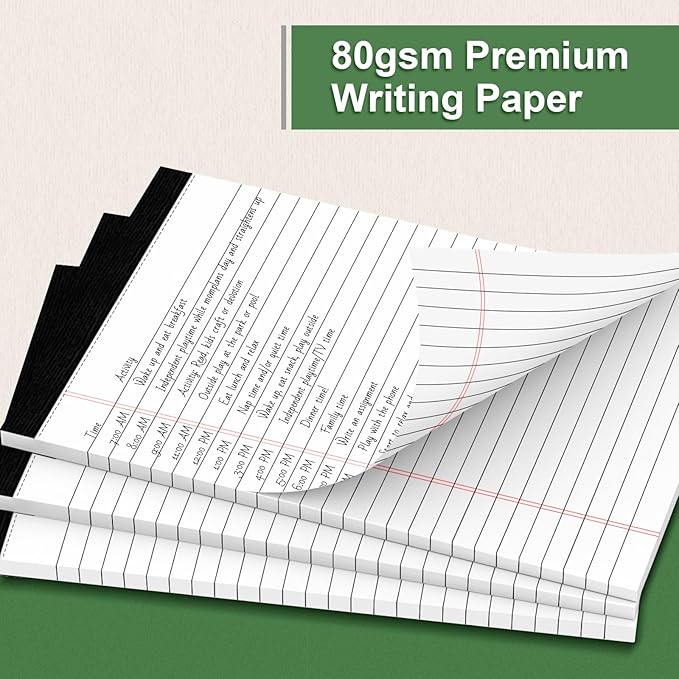 12 Pack Note Pads 5 x 8 Inch 80gsm Quality Small Notepad College Ruled Legal Pads, White Lined Double Sided Printing Writing Pads, 30 Sheets/Pad, Perforated Paper for Note-Taking, Grocery List