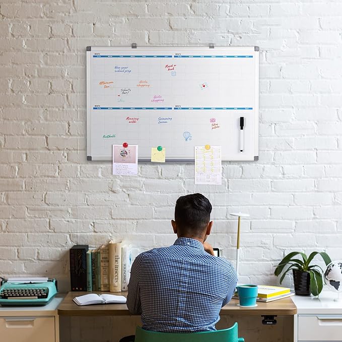 MAKELLO Large Magnetic Dry Erase Calendar Whiteboard Quarterly for Home, Bedroom, Office, Classroom, 4 Months, 36x24 in