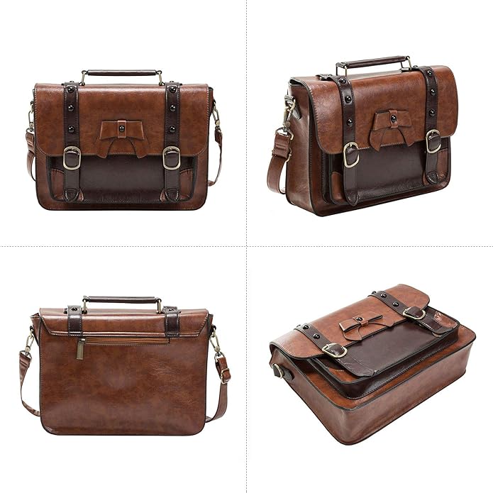 ECOSUSI Vintage Crossbody Messenger Bag Satchel Purse Handbag Briefcase for Women