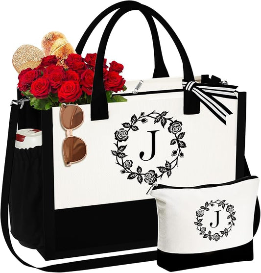 YOOLIFE Mothers Day Gifts for Women Tote Bag Beach Bag Birthday Gifts for Her, Gifts for Women Wife Mom Makeup Bag Personalized Best Friends Teacher Bridesmaid Wedding Girlfriends Sister Gift Ideas J