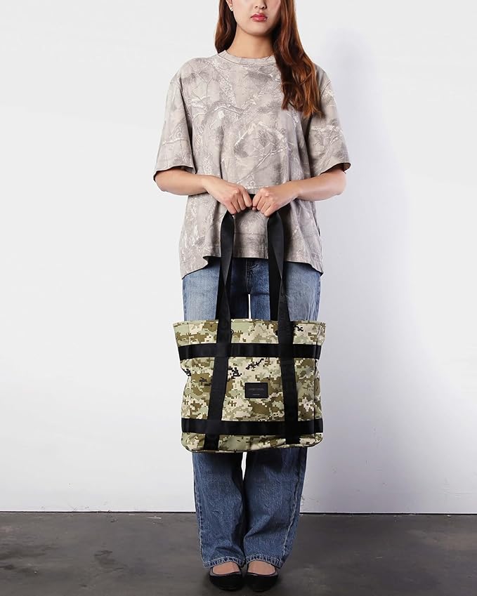 ZIMEGO Unisex Two-Tone Gym Tote Bag - Stylish Everyday Travel Tote with Double Top Handles