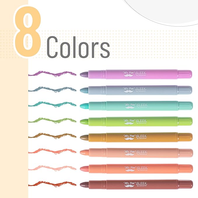 Mr. Pen- Gel Highlighter, 8 Pack, Assorted Colors, Bible Highlighters No Bleed, No Bleed Highlighters, Bible Highlighter, Bible Markers, Gel Highlighters for Bibles, Highlighter