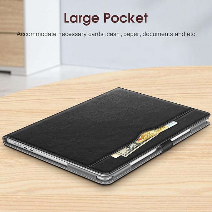 Fintie Sleeve Case for MacBook Air 15 Inch A3114 A2941 (2023 2024 Release), Premium PU Leather Folio Book Cover for MacBook Air 15.3" M2 M3 Chip with Liquid Retina Display and Touch ID, Black