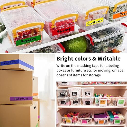 Colored Masking Tape 8 Rolls, 1 inch Wide x 14 Yards Long, Craft Color Painters Colorful Art Rainbow Labeling Tapes Marking Tape for Kids Crafts Moving Classroom, 8 Colors