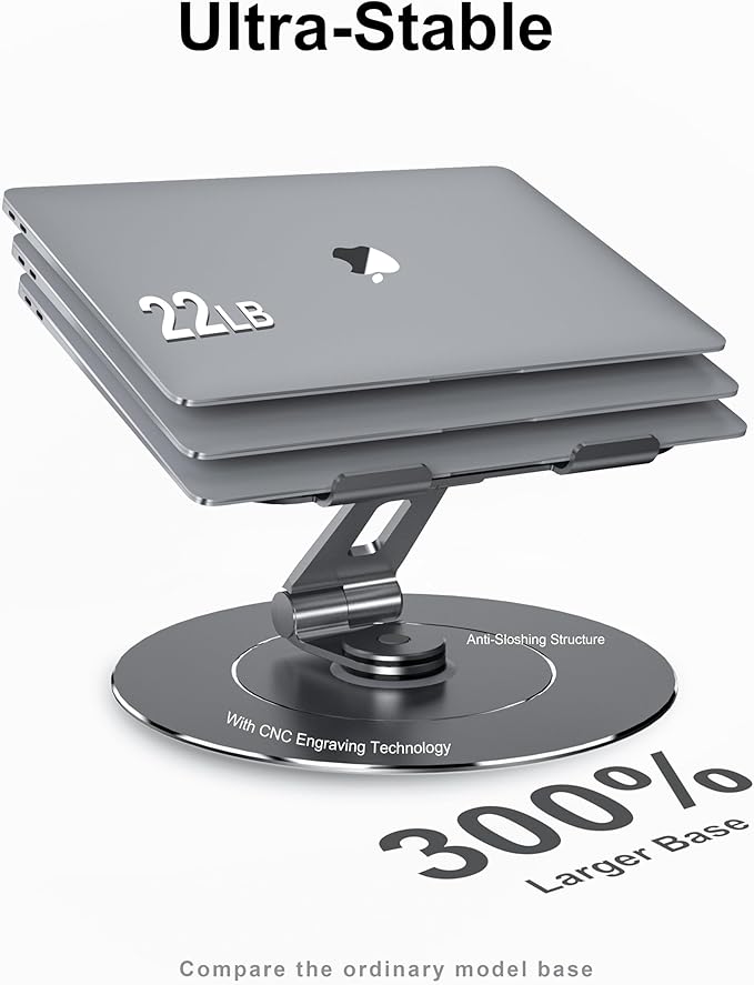Portable Laptop Stand,【360 ° Rotating Laptop Stand for Desk】,Adjustable Laptop Riser,Ergonomic Computer Notebook Stand Holder for MacBook Air Pro,Dell,XPS,HP(10-17.3")-Black