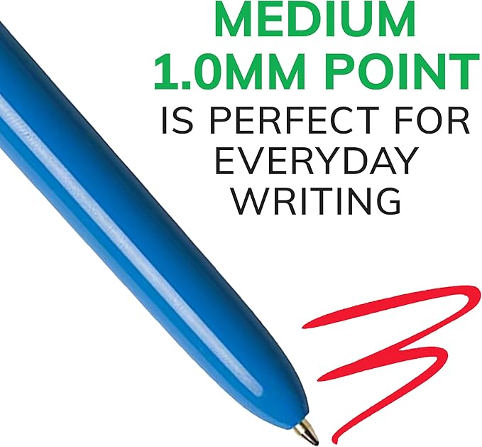 BIC 4-Color Original Retractable Ball Pens, Medium Point (1.0mm), 3-Count Pack, Retractable Ball Pen With Long-Lasting Ink