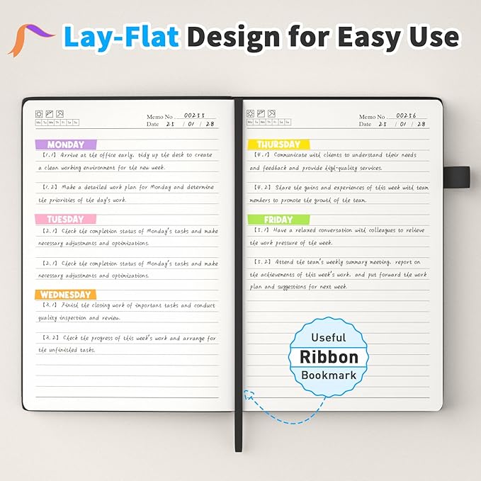 Lined Journal Notebook, 2 Pack, 180 Pages, A5 Journals for Writing, 100 GSM Thick Paper, Small Notebooks Daily Journal for Women Men Work, Business, School, Travel Supplies
