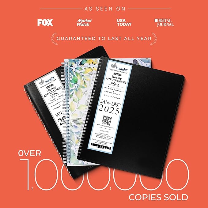 2025 Appointment Book & Planner- Ensight 6.5 x 8.5 inches, Large Tabbed Daily Hourly Weekly Planner, Calendar & Schedule Book 30-Minute time Slots, Business & Personal Planner Jan 2025- Dec 2025- Peach