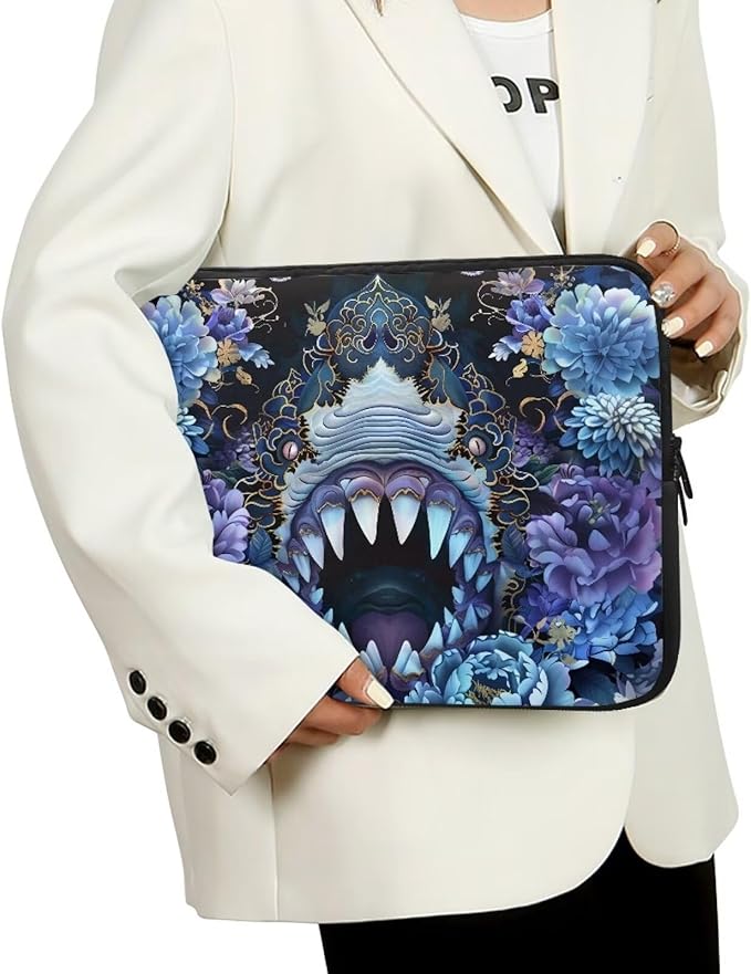 SharkPeony Printed Computer Bags for Laptops for Women Men, Shockproof 10 Inch Laptop Case Bag Washable Messenger Bag with Zipper, Laptop Case Computer Carrying Cover Easy to Carry