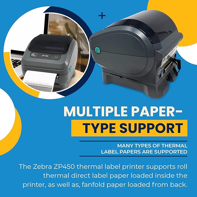 Zebra ZP450 (ZP 450) Label Thermal Bar Code Printer | USB, Serial, and Parallel Connectivity 203 DPI Resolution | Made for UPS WorldShip | Includes Software