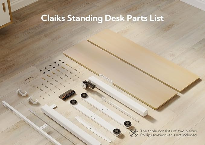 Electric Standing Desk, Adjustable Height Stand up Desk, 63x24 Inches Sit Stand Home Office Desk with Splice Board, White Frame/Nature Top