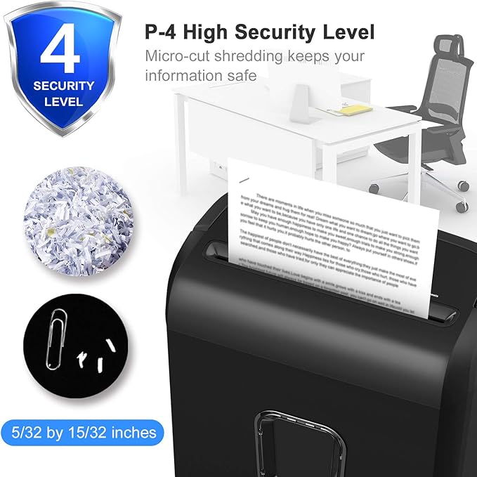 Bonsaii 6-Sheet Micro-Cut Paper Shredder, P-4 High-Security for Home & Small Office Use, Shreds Credit Cards/Staples/Clips, 3.4 Gallons Transparent Window Wastebasket, Black (C234-A)