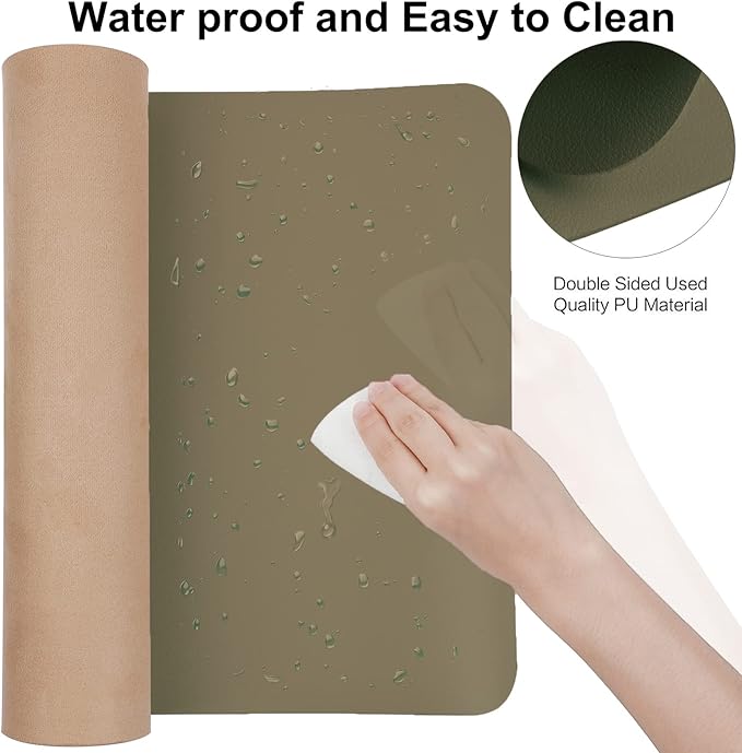 Boutilon Leather Desk Pad 30" x14",Non-Slip Mouse Pad,Office Desk Mat,Waterprooft PU Leather Desk Blotter,Desk Pad Protector,Desk Writing Pad for Home Office Decor (M-Dark Apricot)