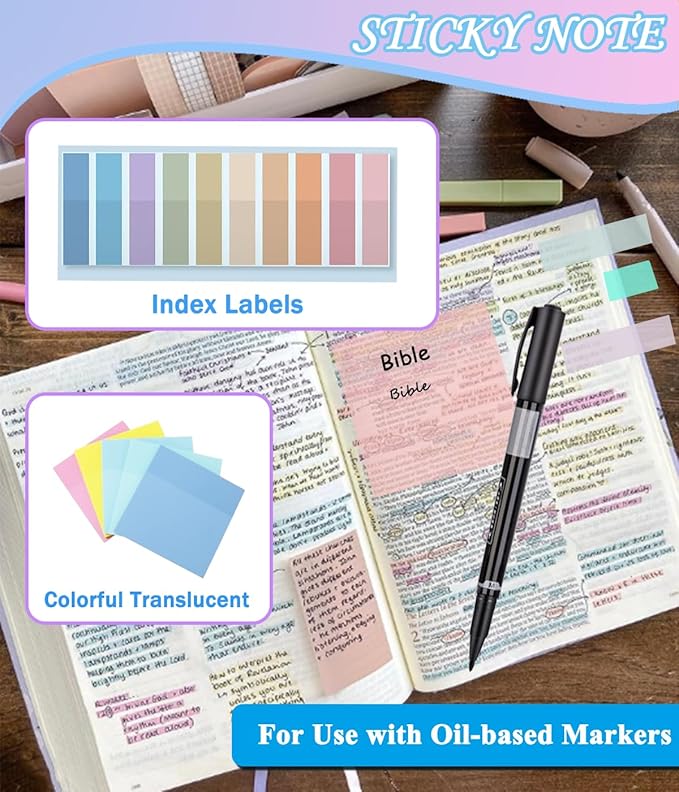 Bible Study Supplies Journaling Kit with Tabs and Highlighter, Notebook and Pen Case, Bible Annotation kit, Bible Study Group Essentials Accessories Set for Women Students Beginner Christian Gifts