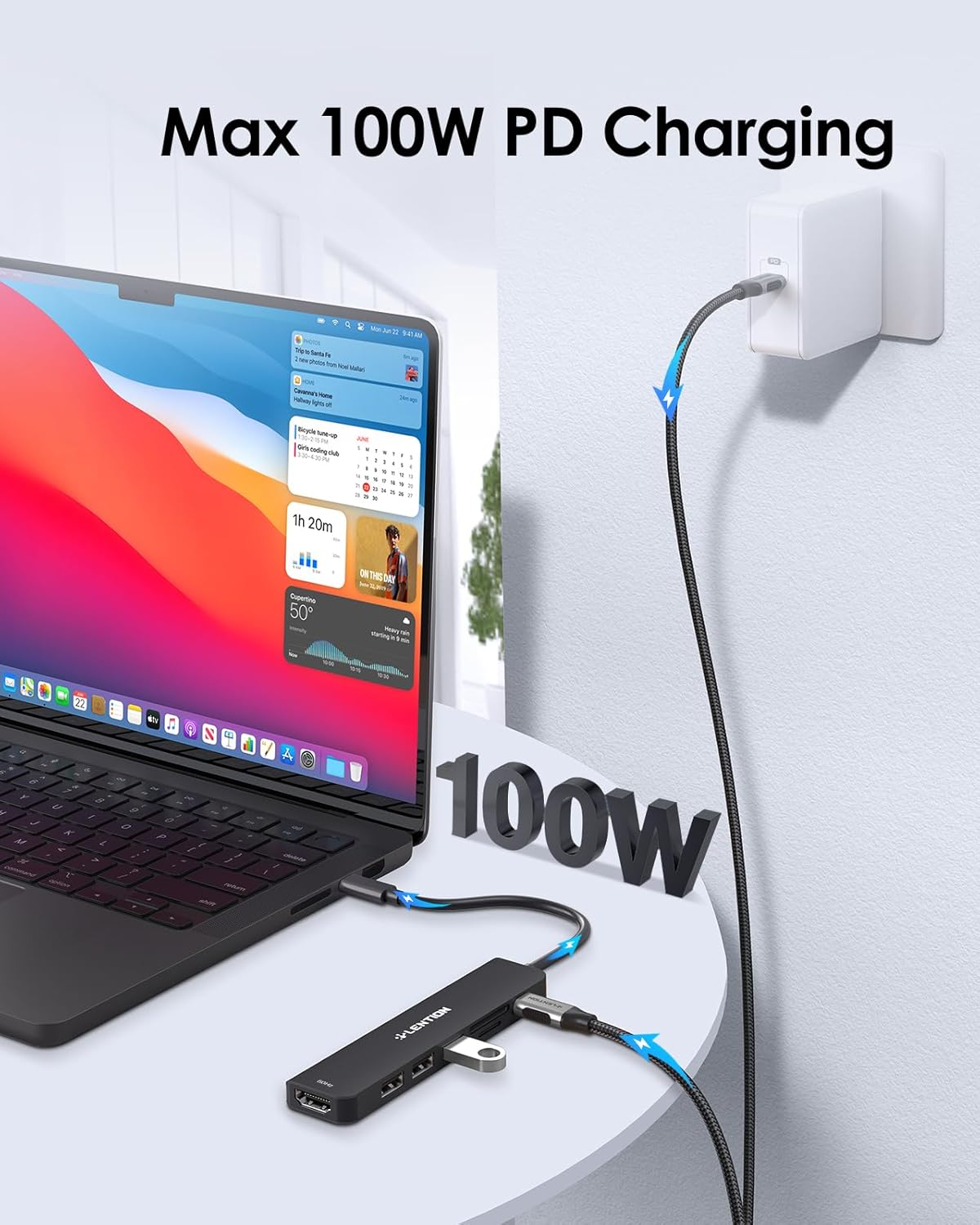 LENTION USB C Hub with 100W Charging, 4K@60Hz HDMI, Dual Card Reader, USB 3.0 & 2.0 Compatible 2024-2016 MacBook Pro, New Mac Air/Surface, Chromebook, More, Stable Driver Adapter (CB-CE18p.Black)