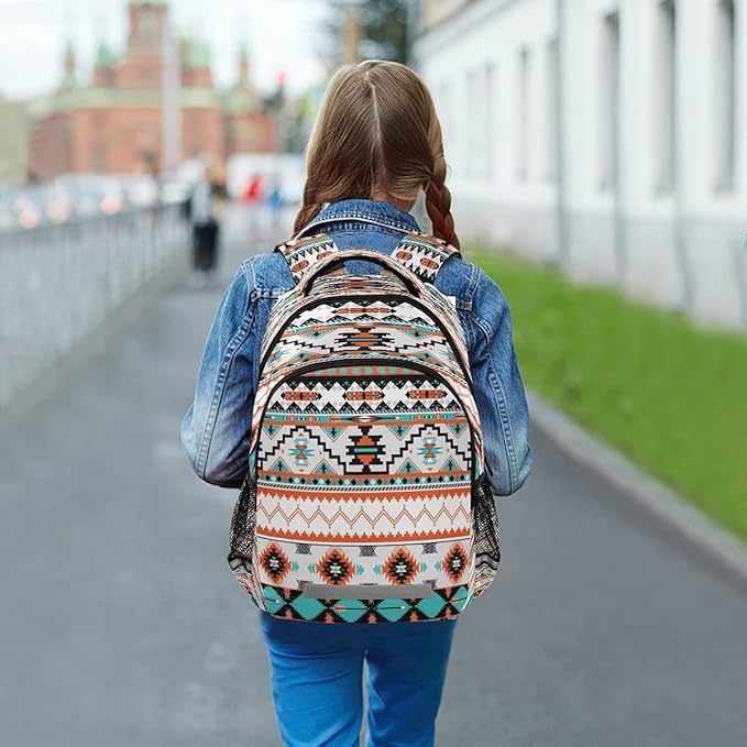 AUUXVA Ethnic Geometric Chevron Aztec Backpack School Bookbag Laptop Purse Casual Daypack for Teen Girls Women Boys Men College Travel 16.7x11.6x6.9 inch