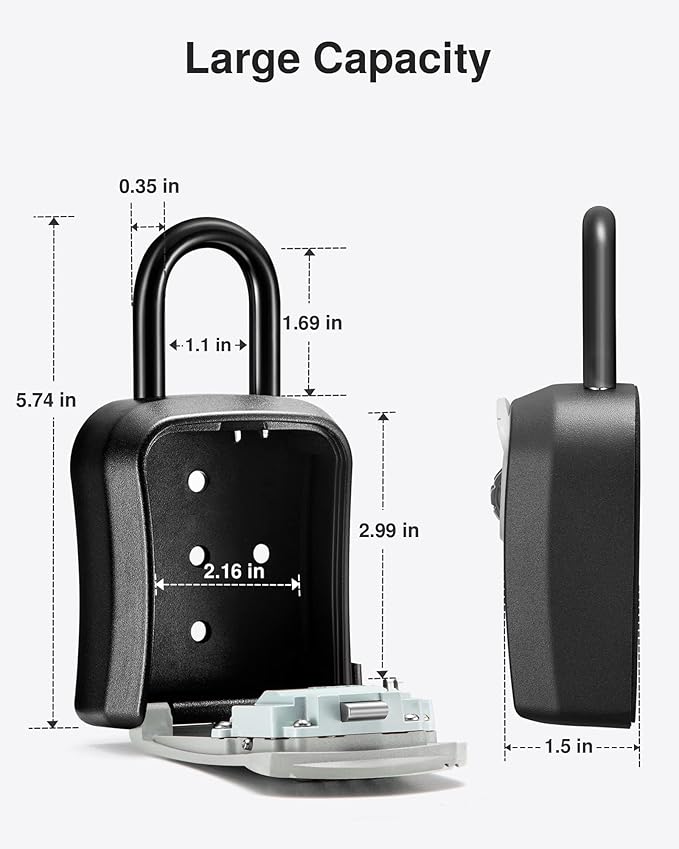 Puroma Key Lock Box, Portable Combination Lockbox Wall-Mounted Key Storage Box for House Keys, Resettable Code Safe Security Lock Box for Home, Office, Apartment Spare Key Storage (4 Pack, Gray)