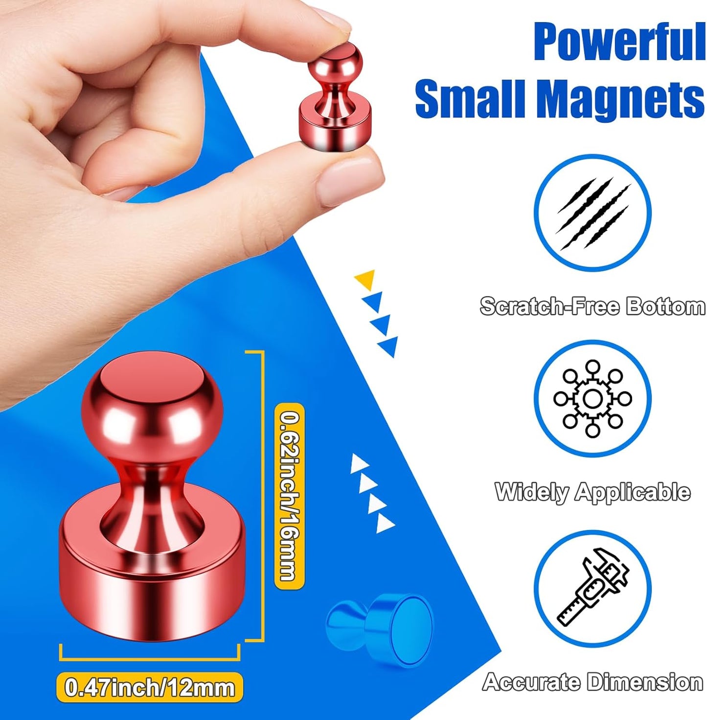 Strong Whiteboard Magnets, Red Metal Kitchen Magnets for Refrigerator, 28 PCS Cute Fridge Magnetic Rare Earth for Kitchen, Office, Gadgets, Locker Accessories, Desk Decor, Shopping List