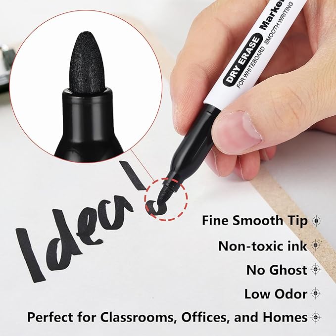 SFAIH Fine Tip Dry Erase Markers - 24 Pack Blue Whiteboard Erasable Markers Bulk for Kids Adults, Ideal for Classroom School Office Home Use on White Board, Non-Toxic Easy Clean