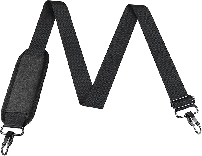 56 inch Shoulder Strap, Universal Adjustable Thick Soft Duffel Bag Shoulder Strap Replacement Comfortable Belt with Metal Swivel Hooks for Laptop Messenger Bag, Briefcase, Shoulder Bag, Black
