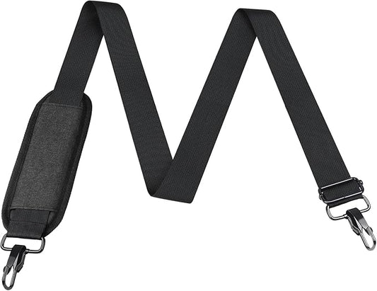 56 inch Shoulder Strap, Universal Adjustable Thick Soft Duffel Bag Shoulder Strap Replacement Comfortable Belt with Metal Swivel Hooks for Laptop Messenger Bag, Briefcase, Shoulder Bag, Black