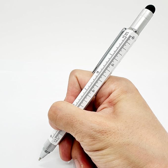 HeTaoCat Gifts Multi Tech Tool Pen 6 in 1 Stylus Pen - Screwdriver Pen with Ruler, Levelgauge, Ballpoint Pen Black ink (Red)