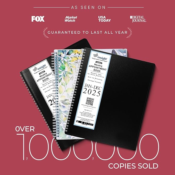 2025 Appointment Book & Planner- Ensight 8.5 x 11 inches, Large Tabbed Daily Hourly Weekly Planner, Calendar & Schedule Book 15-Minute time Slots, Business & Personal Planner Jan 2025- Dec 2025- Maroon
