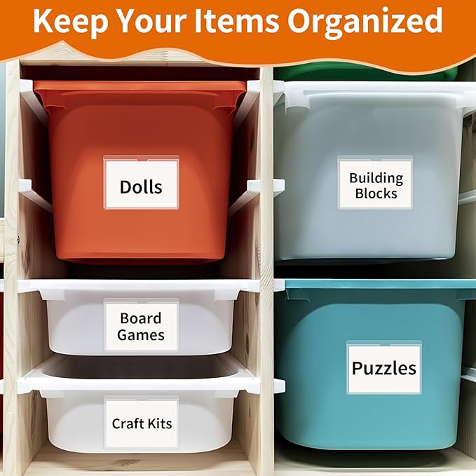 44 Pack Adhesive Pockets, Bin Labels for Storage Bins, Clear Label Holder, Index Card Holder 3x5 Inch, Plastic Storage Tote Labels for Organizing Bins Box Drawer