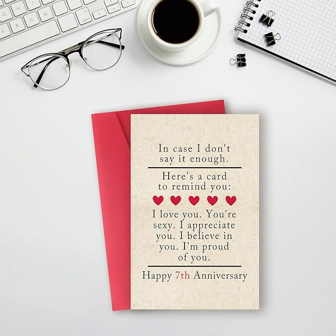 7th for Him & Her - Happy Anniversary Card for Couple