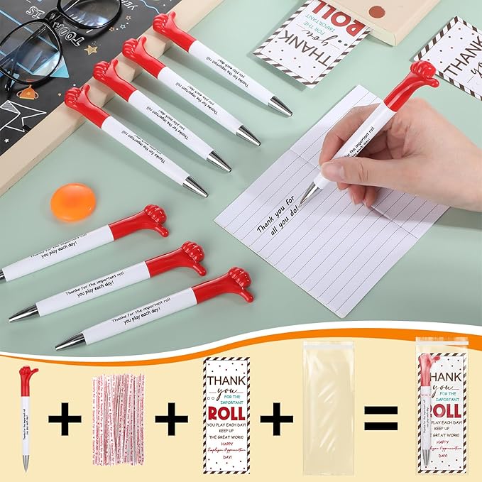 24 Sets Employee Appreciation Gifts Bulk Include Thumbs up Ballpoint Pens Thank You Card with Tie Thank You Gifts for Staff Coworkers Teachers Teem Volunteers Nurse