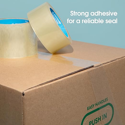 Spartan Industrial - 2" X 60 yd Clear Shipping Tape Rolls - 12 Rolls of Heavy Duty Box Tape for Moving, Packing, Shipping, Storage - 2.7 Mil