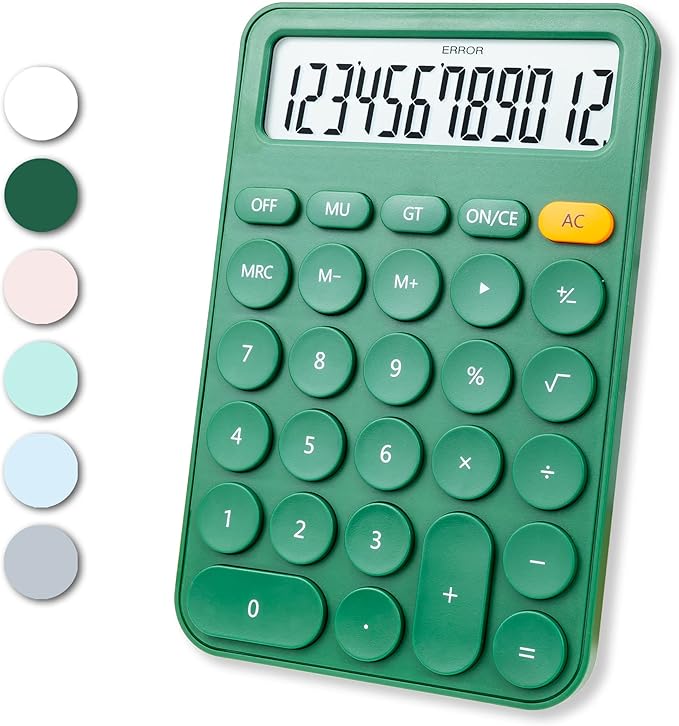 Standard Calculator 12 Digit,6.2 * 4.2in Desktop Large Display and Buttons,Calculator with Large LCD Display for Office,School, Home & Business Use,Automatic Sleep,15 °Tilt Screen