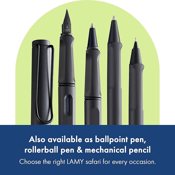LAMY safari umbra - Fountain Pen with ergonomic grip & polished Left-Handed steel nib (LH) in size M - ideal for any Writing & Calligraphy - including LAMY T 10 blue cartridge