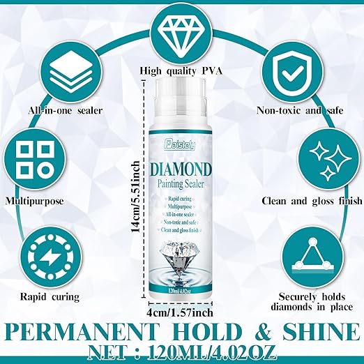Diamond Painting Sealer, Puzzle Glue Clear, Diamond Painting Accessories with Permanent Fixation and Shining Effect, Diamond Painting Art Glue for 5D Diamond Painting, Puzzle and DIY Crafts (120ml*3)
