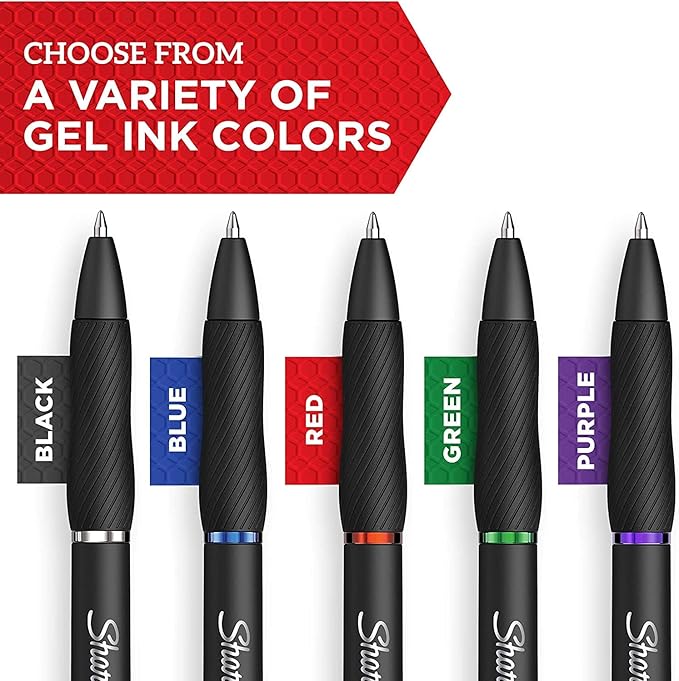 Sharpie S-Gel, Gel Pens, Drawing Pens, Gel Ink Pens For Journaling, Writing Pens, Coloring Pens, Medium Point Pens (0.7Mm), Black Barrel, Black Gel Ink, Stocking Stuffers, 12 Count