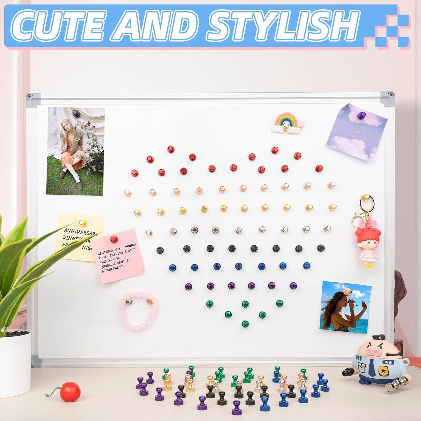 VNDUEEY 12Pcs Black Fridge Magnets, Whiteboard Magnets Refrigerator Magnet, Small Strong Magnet for Whiteboard, Office, Classroom, Kitchen