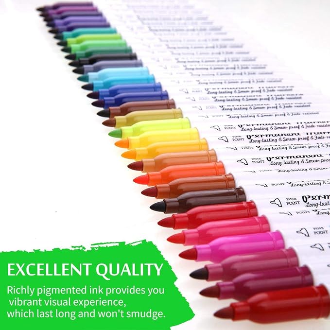 Permanent Marker, 30 Colors Fine Point Permanent Markers, Works Well On Paper, Canvas, Fabric, Crafts,Glass,Metal,Wood Good for Painting, Coloring and Doodling by Smart Color Art