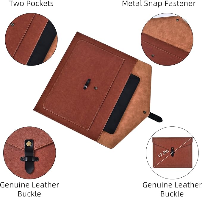 Black Leather File Folder Letter Size, File Organizer, Important Document Folders with Pockets, Document Organizer, Laptop Sleeve Notebook Case, Paper Storage, A4 Envelopes Filing Folder 3PCS