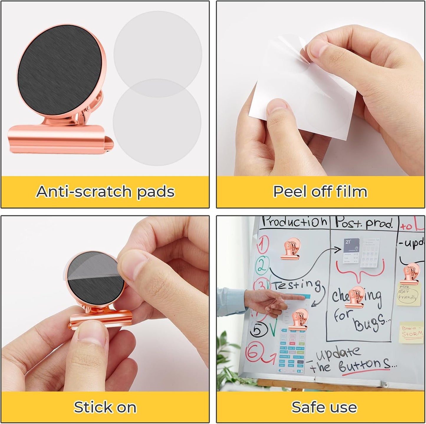 20 Pack Refrigerator Magnets Fridge Magnets, Rose Gold Magnetic Clips Whiteboard Magnets, Magnet Clips Heavy Duty for Photo Displays, Home, Office, Classroom