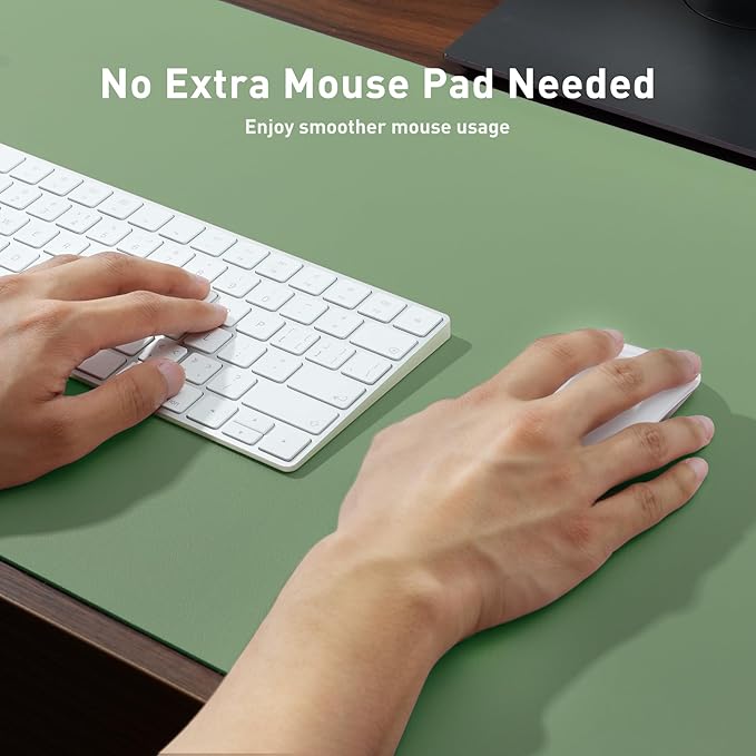 Aothia Leather Desk Pad Protector, Mouse Pad, Office Desk Mat, Non-Slip PU Leather Desk Blotter, Laptop Desk Pad, Waterproof Desk Writing Pad for Office and Home (48"x17", Olive Green)