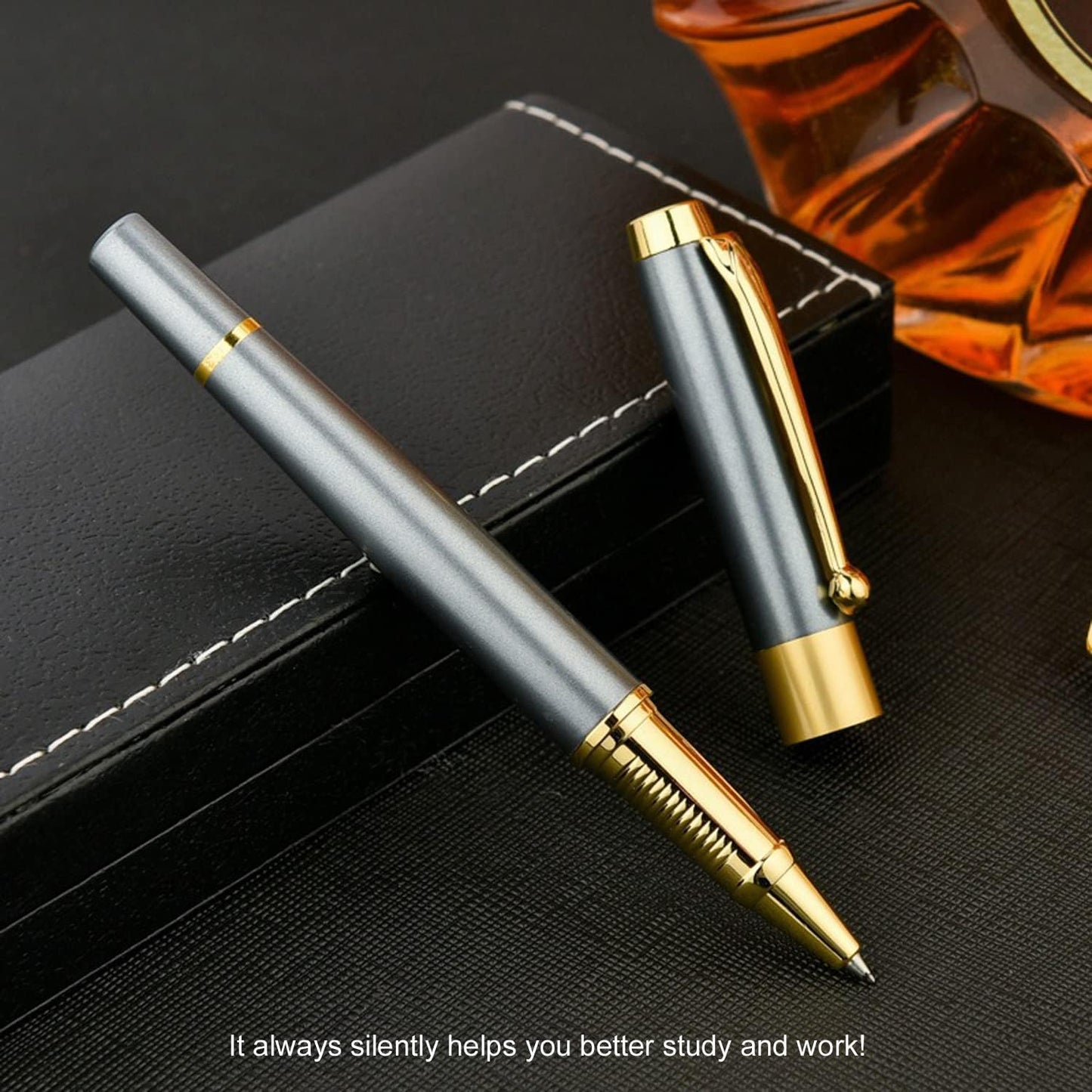 YIVONKA Ballpoint Pen Black Refill,Luxury Ballpoint Line width 0.5mm,Best Ball Pen Gift Set for Men & Women Professional Executive,Office,Nice BallPens Classy Gift Box (Blue)