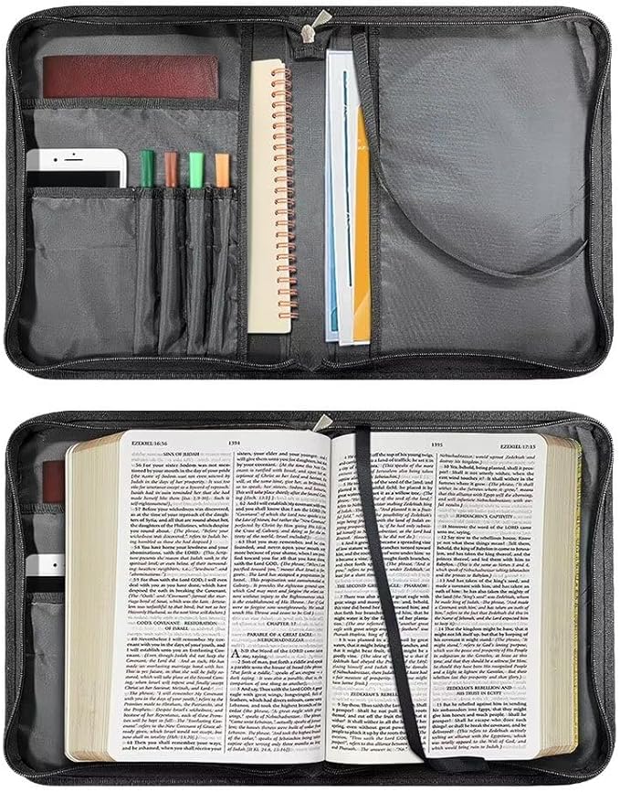 Lotusorchid Leather Bible Book Cover Case with Handle Pocket, Hummingbird Bible Cover Case with Pen Storage, Sturdy PU Bible Tote Bag, Bible Accessories, XL